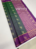 VSF1173 - dark green color body , violet color pallu,blouse - Pure silk saree