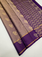 VSF1174 - light lavender color body , violet color pallu,blouse - Pure silk saree