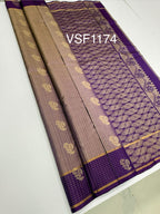 VSF1174 - light lavender color body , violet color pallu,blouse - Pure silk saree