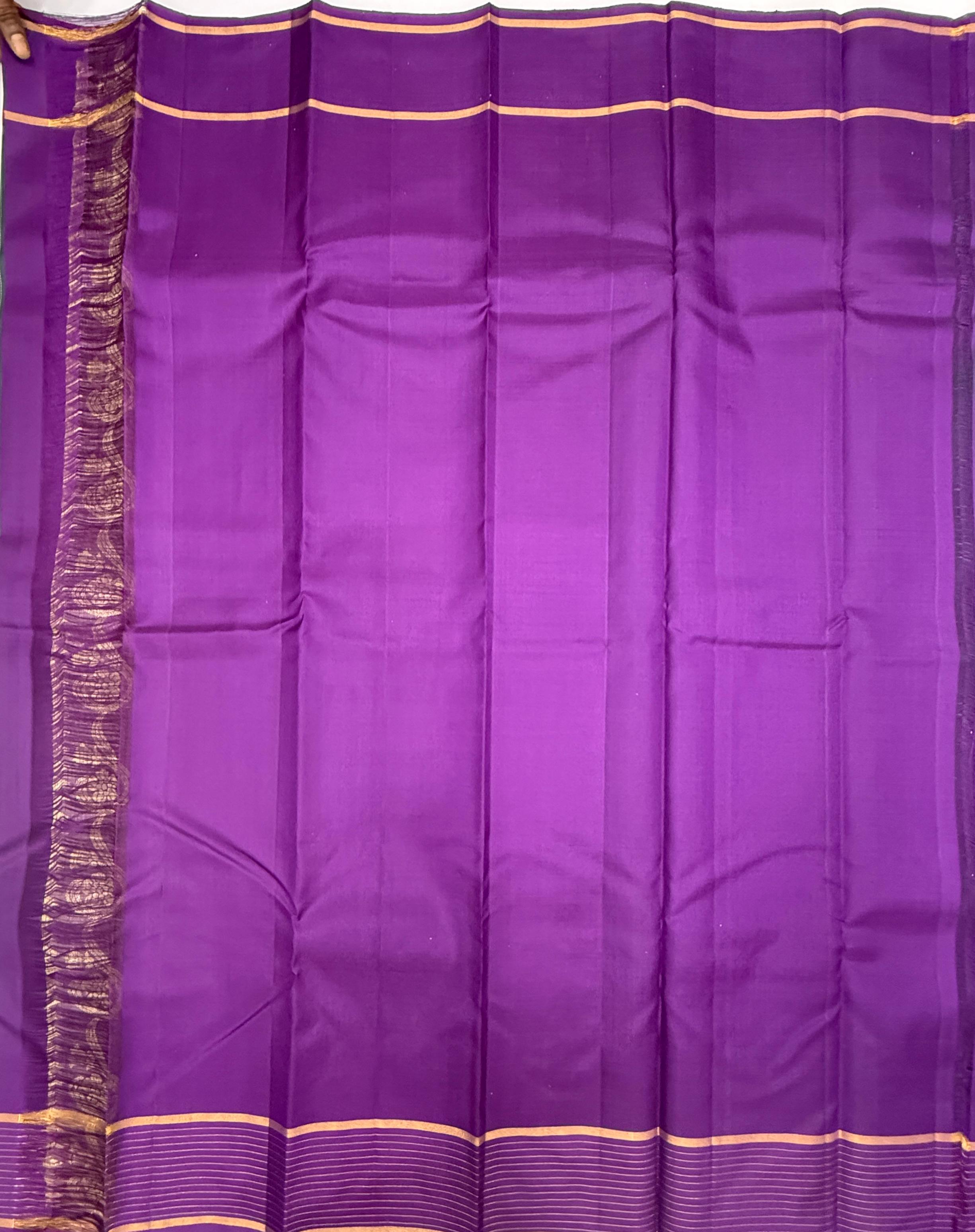 VSF1173 - dark green color body , violet color pallu,blouse - Pure silk saree