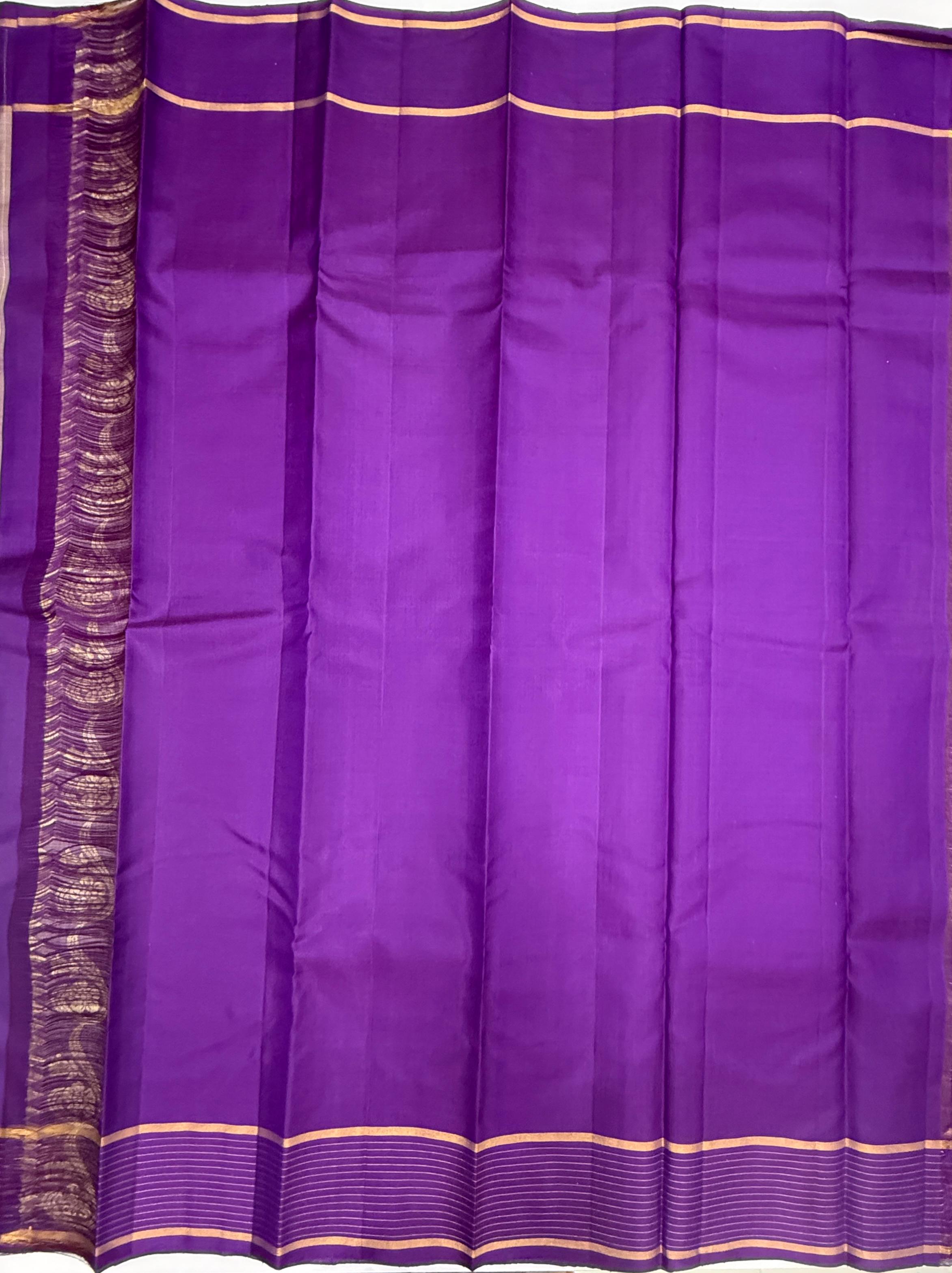 VSF1174 - light lavender color body , violet color pallu,blouse - Pure silk saree