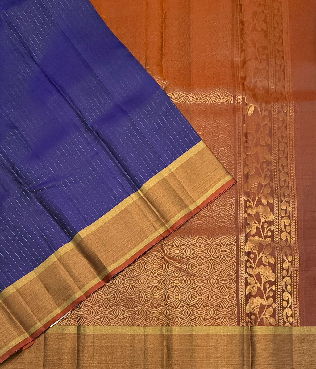 VSF1175 - dark violet color body , dark rust color pallu,blouse - Pure silk saree