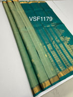 VSF1179 - pastel blue color body , peacock green color pallu,blouse - Pure silk saree