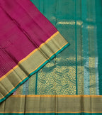 VSF1178 - purple color body , peacock green color pallu,blouse - Pure silk saree