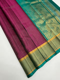 VSF1178 - purple color body , peacock green color pallu,blouse - Pure silk saree