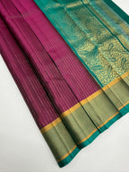 VSF1178 - purple color body , peacock green color pallu,blouse - Pure silk saree