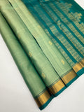 VSF1179 - pastel blue color body , peacock green color pallu,blouse - Pure silk saree