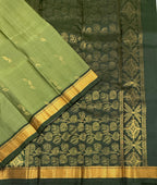 VSF1180 - pastel green color body , dark green color pallu,blouse - Pure silk saree