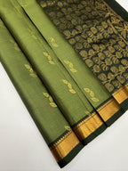 VSF1180 - pastel green color body , dark green color pallu,blouse - Pure silk saree