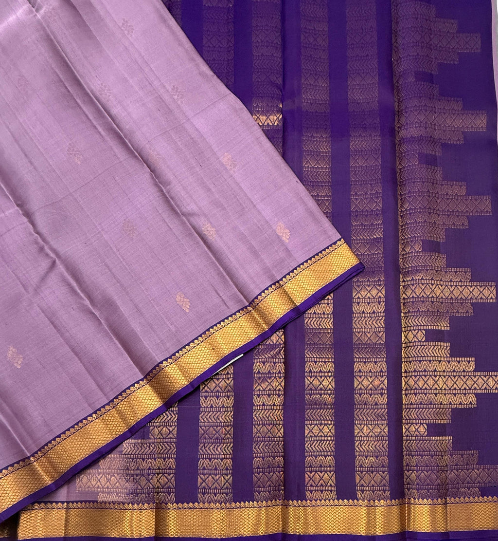 VSF1181 - lavender color body , violet color pallu,blouse - Pure silk saree