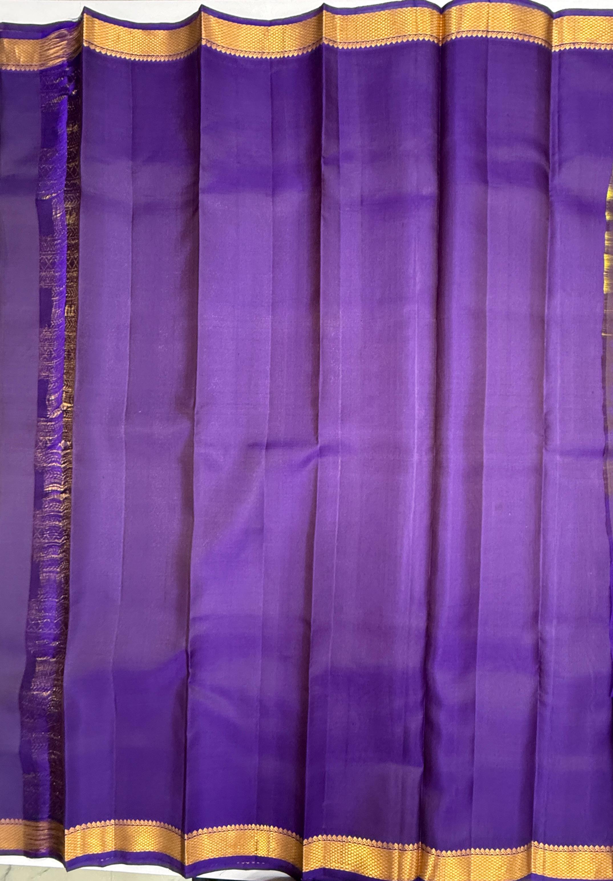 VSF1181 - lavender color body , violet color pallu,blouse - Pure silk saree
