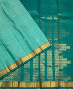 VSF1182 - light blue color body , peacock green color pallu,blouse - Pure silk saree