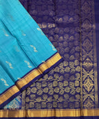VSF1183 - blue color body , dark violet color pallu,blouse - Pure silk saree