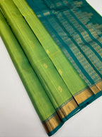 VSF1185 - dual green color body , peacock green color pallu,blouse - Pure silk saree