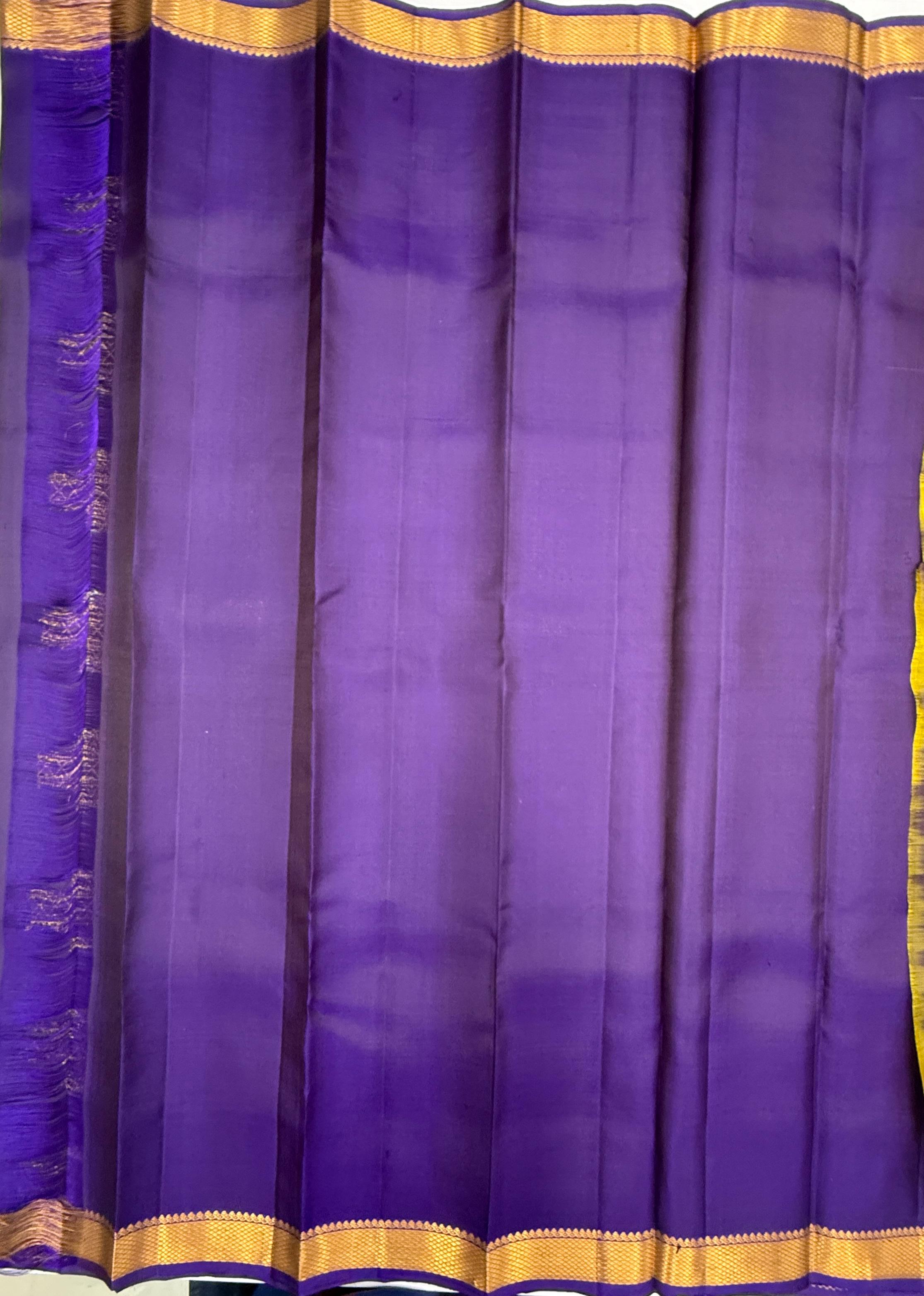 VSF1184 - mehandi green color body , violet color pallu,blouse - Pure silk saree