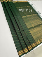 VSF1189 - dark green color body , pallu,blouse - Pure silk saree