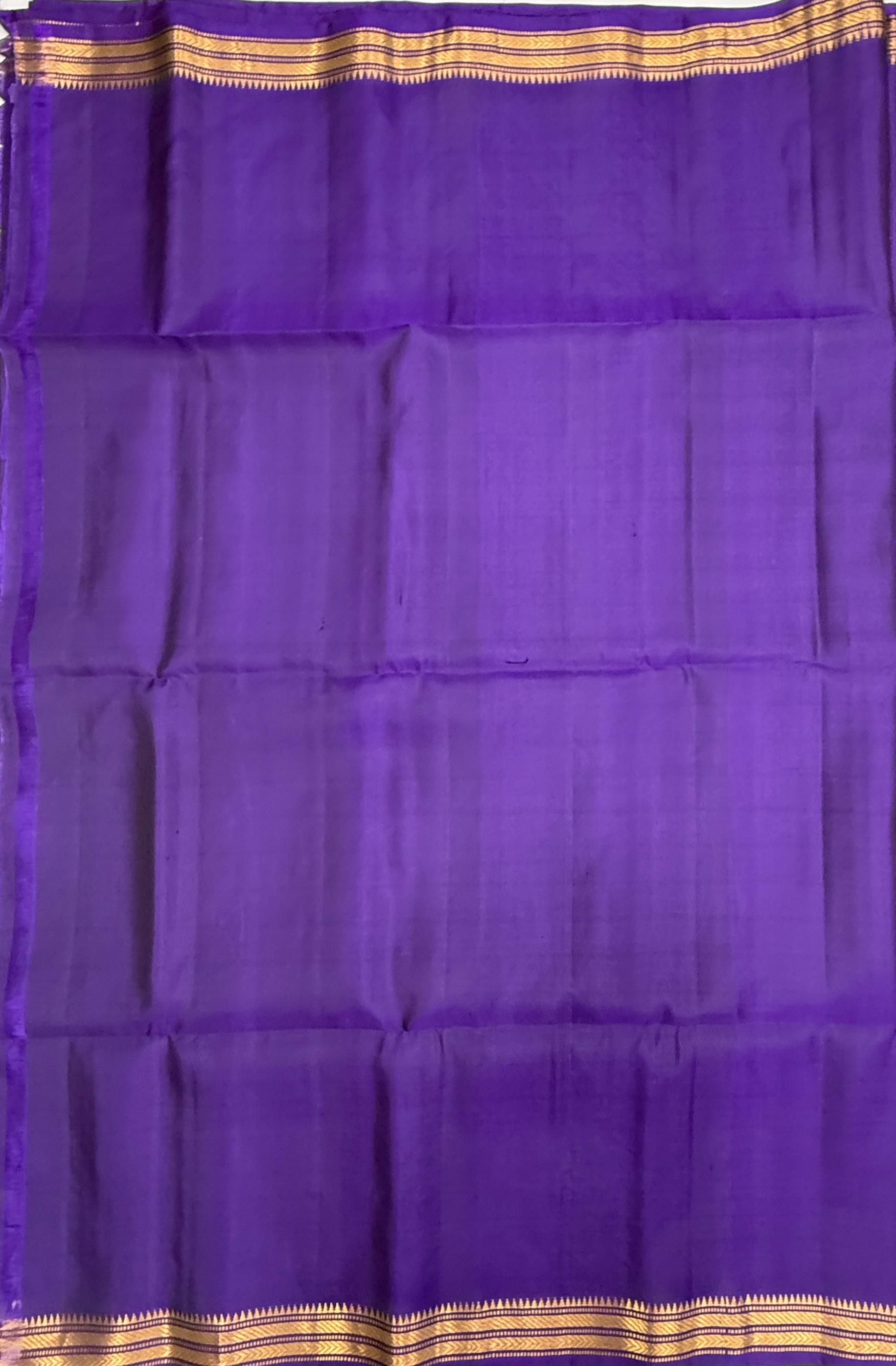 VSF1188 - violet color body , pallu,blouse - Pure silk saree