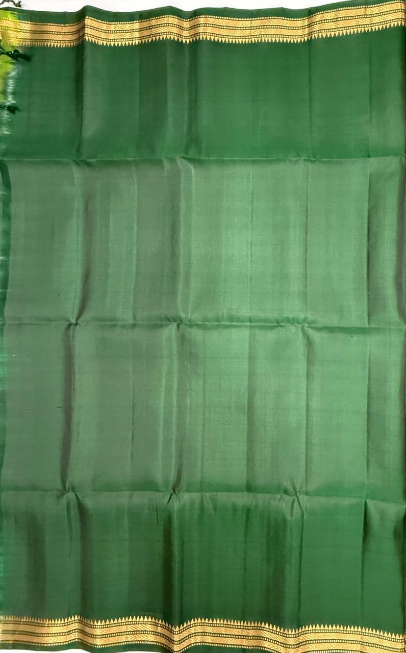 VSF1189 - dark green color body , pallu,blouse - Pure silk saree