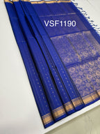 VSF1190 - ink blue color body , pallu,blouse - Pure silk saree