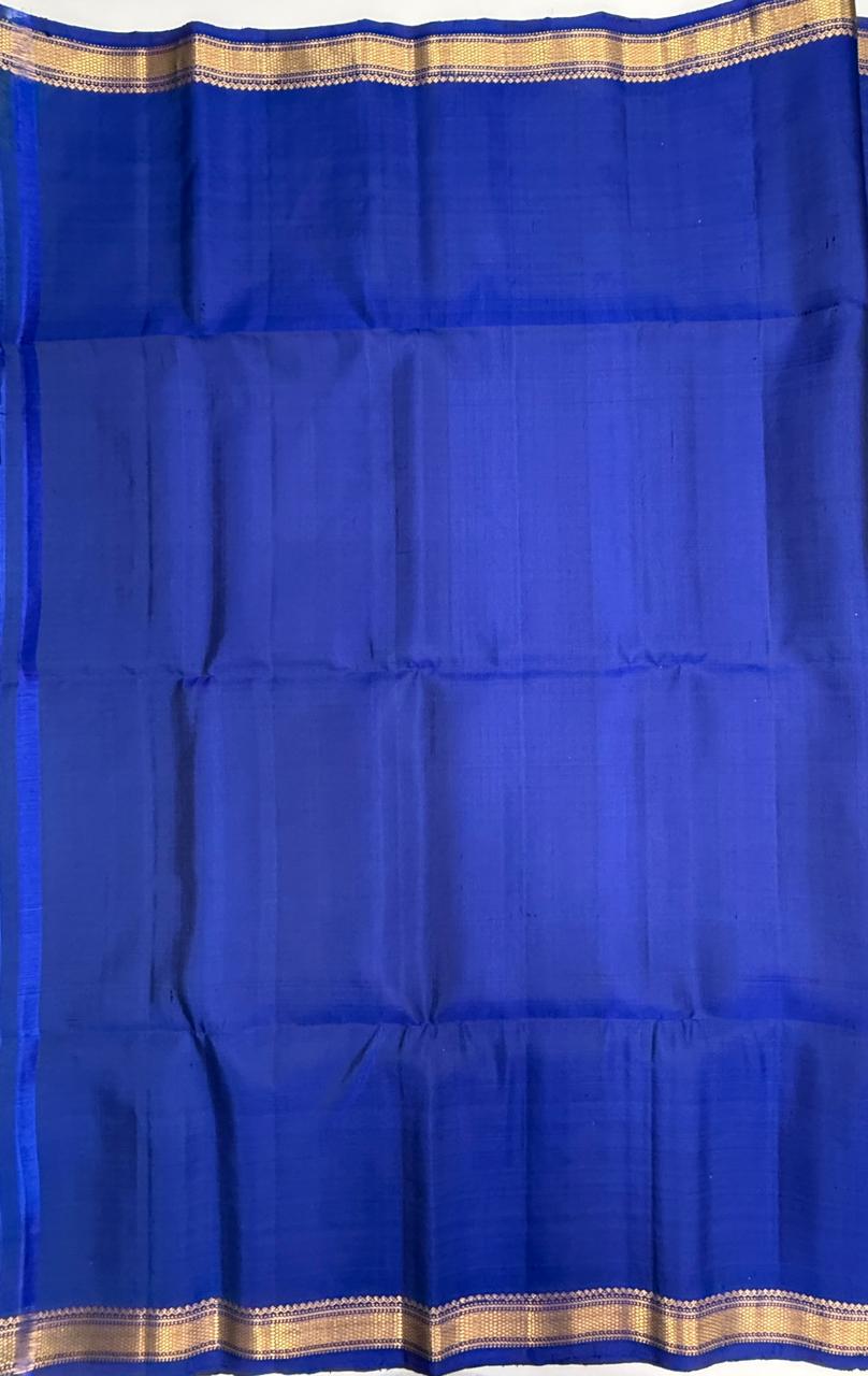 VSF1190 - ink blue color body , pallu,blouse - Pure silk saree