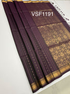 VSF1191 - dark purple color body , pallu,blouse - Pure silk saree