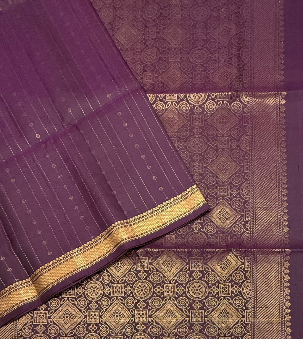 VSF1191 - dark purple color body , pallu,blouse - Pure silk saree