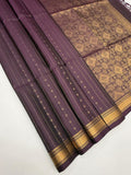 VSF1191 - dark purple color body , pallu,blouse - Pure silk saree