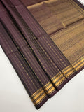 VSF1193 - dark coffee brown color body , pallu,blouse - Pure silk saree