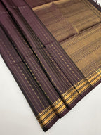 VSF1193 - dark coffee brown color body , pallu,blouse - Pure silk saree