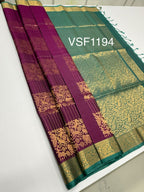 VSF1194 - purle color body , pastel blue color pallu,blouse - Pure silk saree