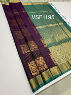 VSF1195 - violet color body , pastel blue color pallu,blouse - Pure silk saree