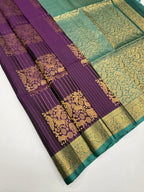 VSF1195 - violet color body , pastel blue color pallu,blouse - Pure silk saree