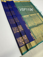 VSF1196 - ink blue color body , pastel blue color pallu,blouse - Pure silk saree