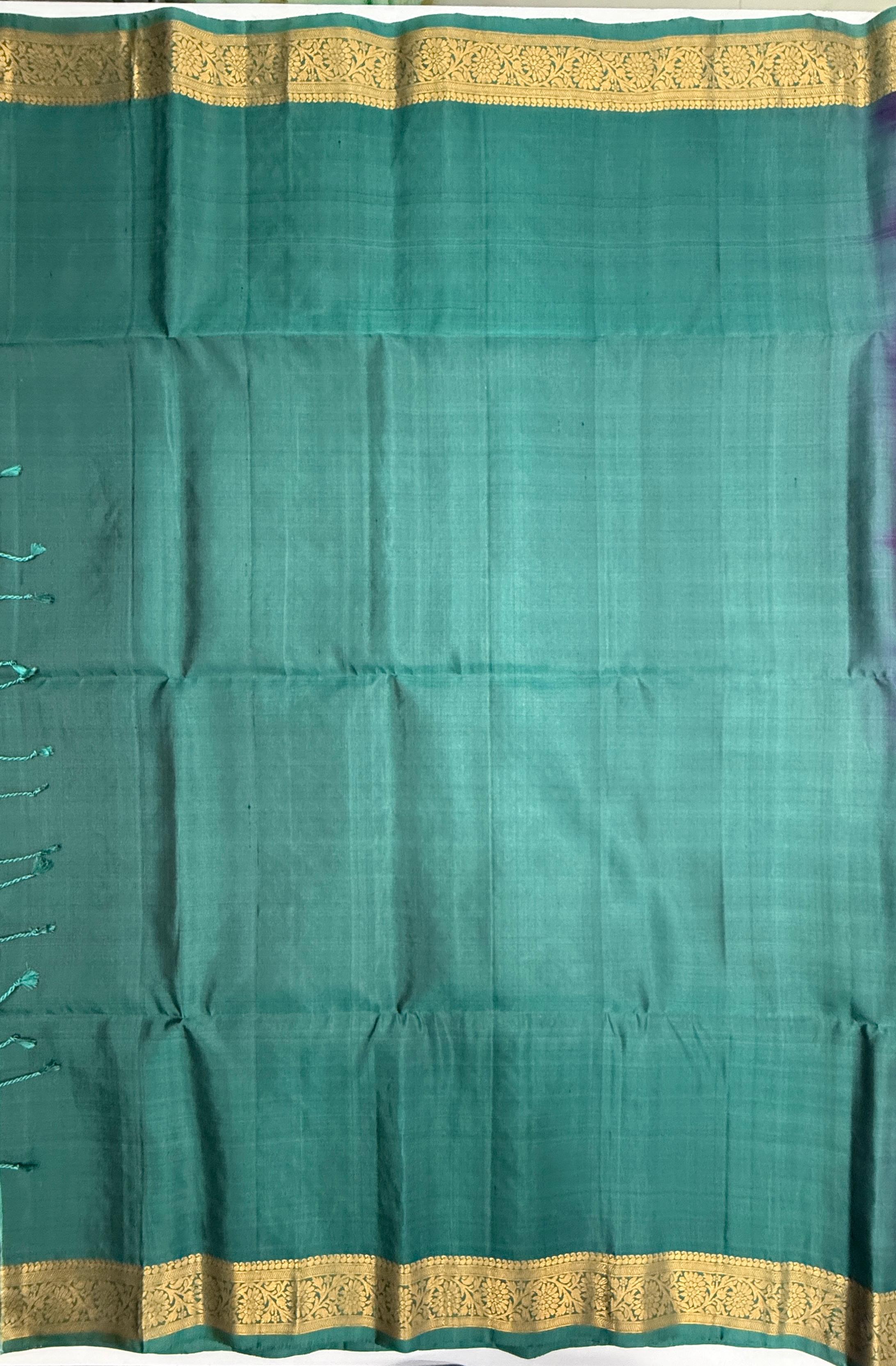 VSF1195 - violet color body , pastel blue color pallu,blouse - Pure silk saree