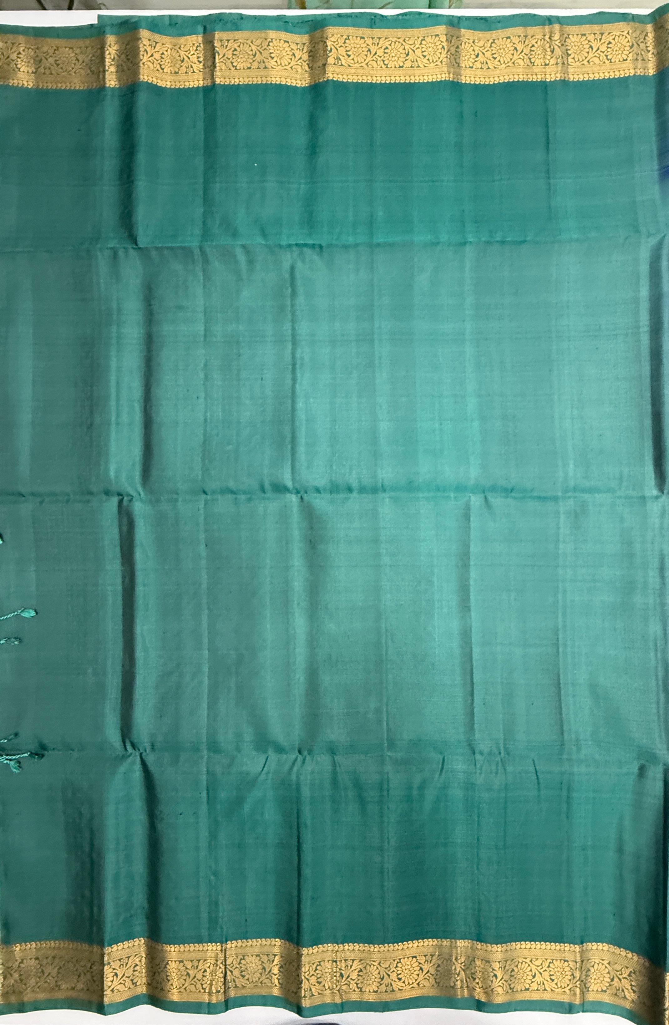 VSF1196 - ink blue color body , pastel blue color pallu,blouse - Pure silk saree
