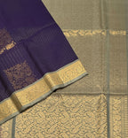 VSF1197 - dark purple color body , grey color pallu,blouse - Pure silk saree
