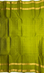 VSF1198 - dark grey color body , leaf green color pallu,blouse - Pure silk saree