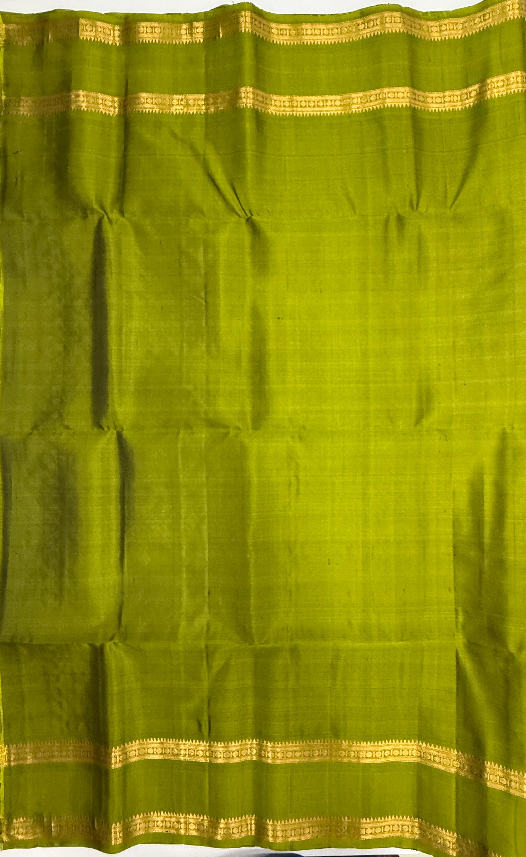 VSF1198 - dark grey color body , leaf green color pallu,blouse - Pure silk saree