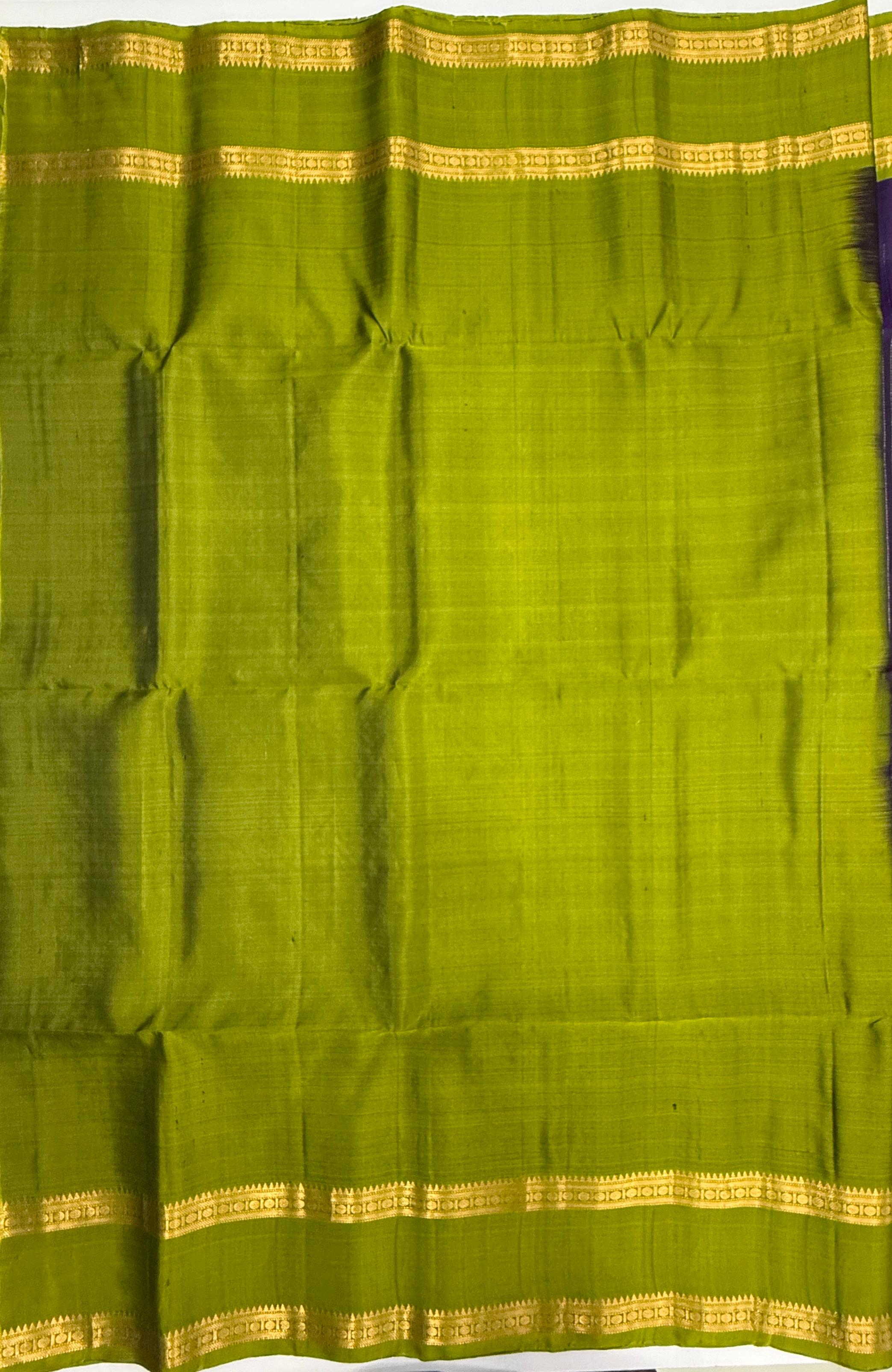 VSF1199 - violet color body , leaf green color pallu,blouse - Pure silk saree