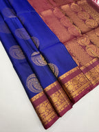 VSF1201 - blue color body , purple color pallu,blouse - Pure silk saree