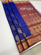 VSF1201 - blue color body , purple color pallu,blouse - Pure silk saree