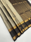 VSF1202 - grey color body , brown color pallu,blouse - Pure silk saree