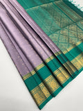 VSF1203 - lavender color body , peacock green color pallu,blouse - Pure silk saree