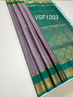 VSF1203 - lavender color body , peacock green color pallu,blouse - Pure silk saree