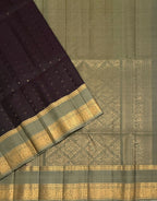VSF1204 - dark purple color body , beige color pallu,blouse - Pure silk saree