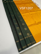VSF1207 - dark green color body , mustard yellow color pallu,blouse - Pure silk saree
