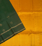 VSF1207 - dark green color body , mustard yellow color pallu,blouse - Pure silk saree