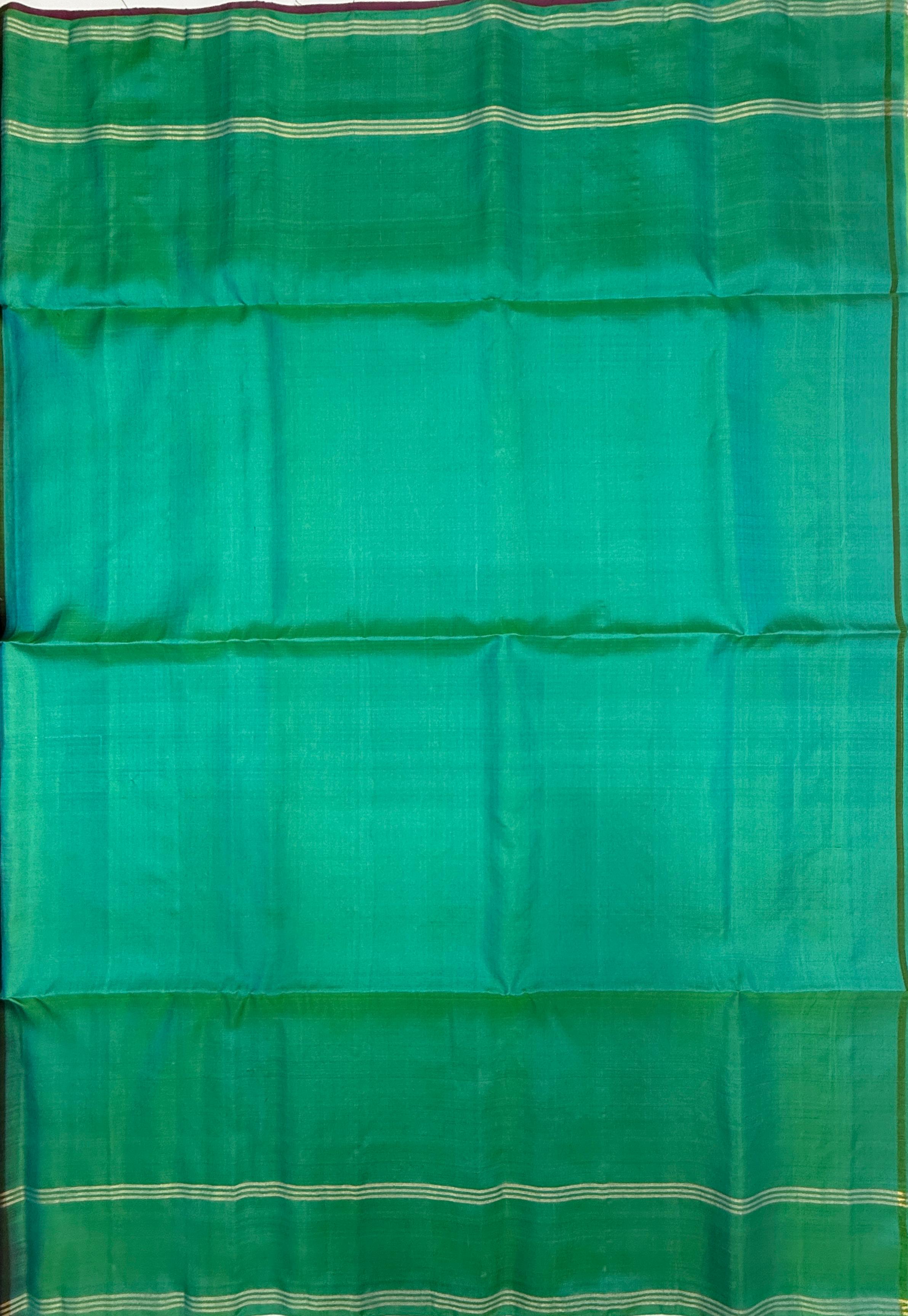 VSF1209 - purple color body , bluish green color pallu,blouse - Pure silk saree