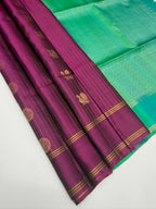 VSF1209 - purple color body , bluish green color pallu,blouse - Pure silk saree