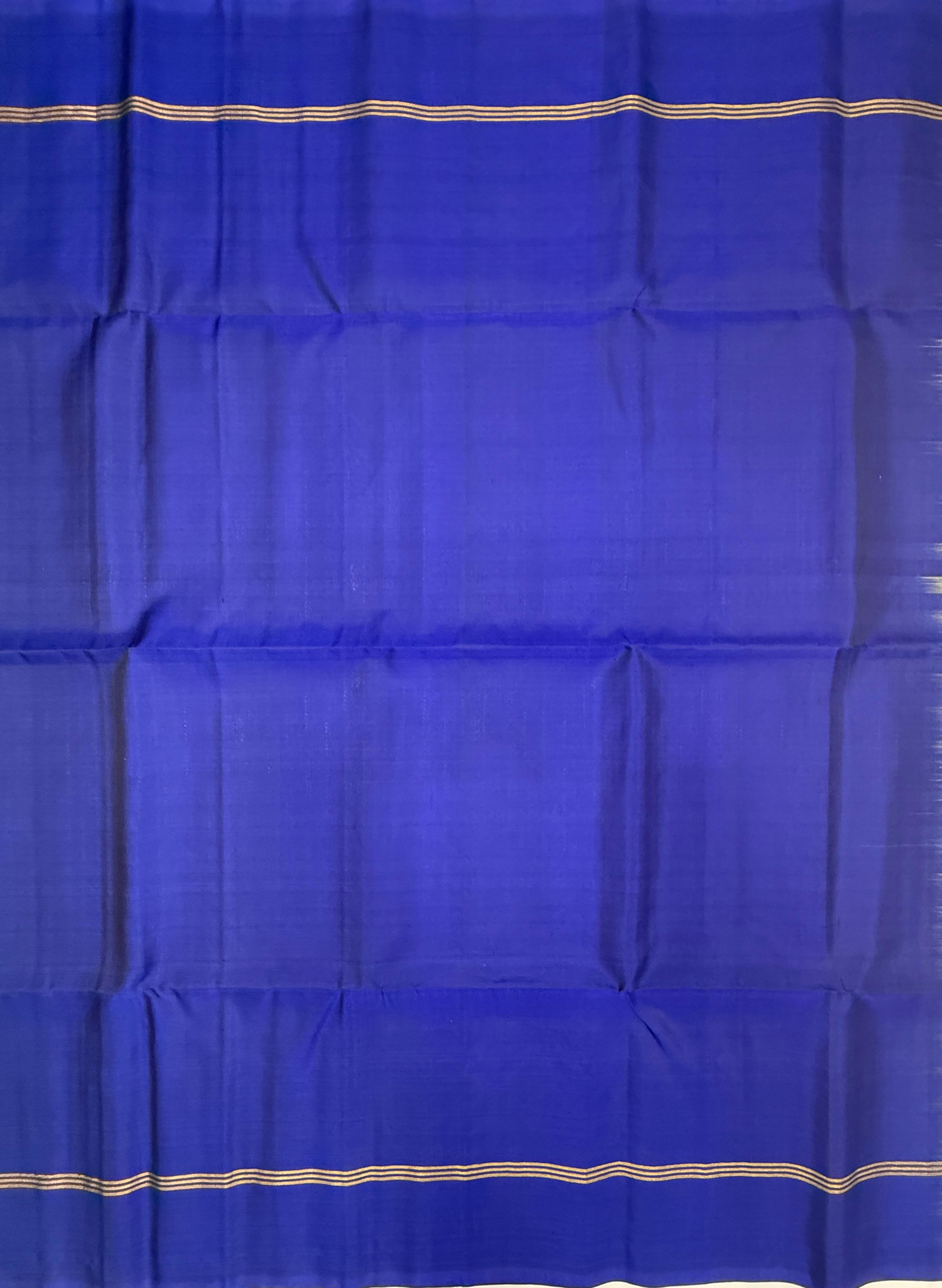 VSF1212 - ink blue color body , pallu,blouse - Pure silk saree